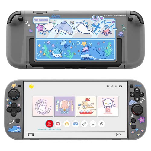 极想任天堂switch2代保护壳NS2代次世代主机游戏机配件硬壳透明保护套鲨鲨派对手柄套卡通可爱保护套防摔