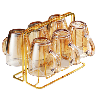 防摔钢化玻璃杯马克水杯家用套装待客茶杯耐高温客厅带把喝水杯子