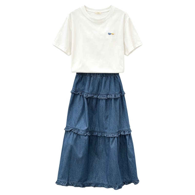 【夏季潮搭】女童短袖牛仔连衣裙