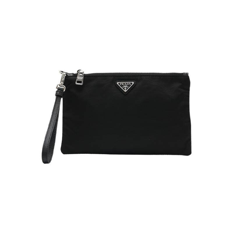 【自营】Prada/普拉达中性款式三角徽标尼龙拉链手拿包手提包送礼