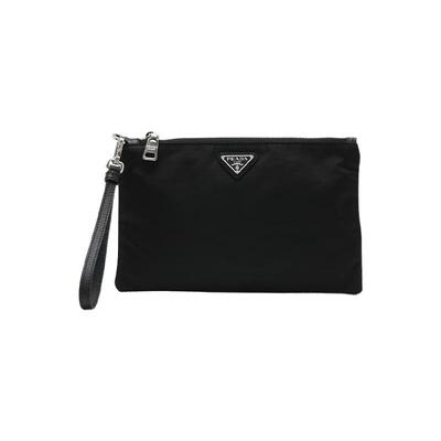 【自营】Prada/普拉达中性款式三角徽标尼龙拉链手拿包手提包送礼