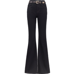 ONLY2026春季新款侧边拼接剪裁高腰修身舒适喇叭裤长裤牛仔裤女