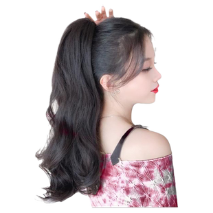 假发辫马尾抓夹大波浪高马尾仿真假发增加发量黑色自然卷发辫子女