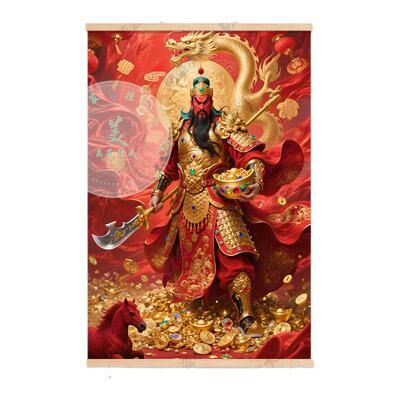 关公画像挂画武财神招财关圣帝君画像客厅卧室装饰画中国风卷轴画