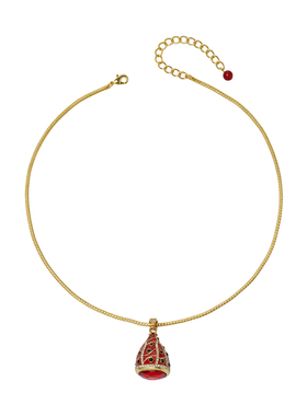 中古宫廷风气质项链镀真金镶嵌红色莱茵石锁骨链时尚镶钻百搭饰品