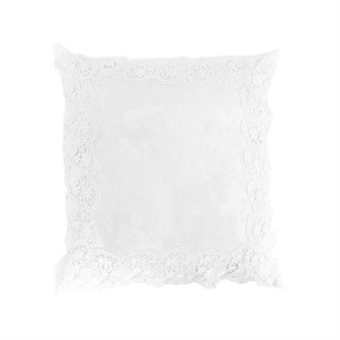 白色玫瑰蕾丝花边提花贡缎布方形欧式现代沙发抱枕靠垫靠枕可拆洗