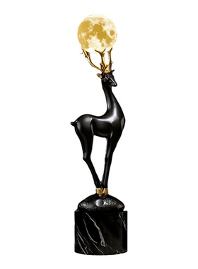 福鹿双全轻奢高档落地摆件招财鹿