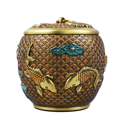 纯铜茶叶罐储物罐密封储茶器摆件