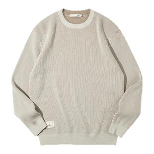 HLA/海澜之家亦心即为长袖条纹针织衫25秋冬新款双层领打底毛衣男