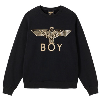 BOYLONDON时尚潮牌复古烫金印花长袖上衣春季男女同款卫衣N03058