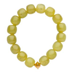 矣太【日华】天然黄玉和田玉手串银鎏金老型珠籽料女11mm圆珠手链