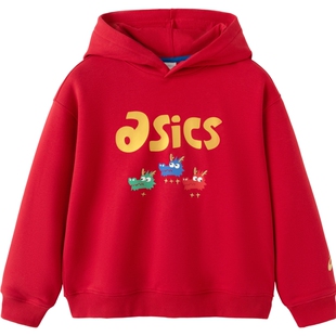 【新年拜年服】ASICS亚瑟士童装春季新年款男女儿童内搭连帽卫衣
