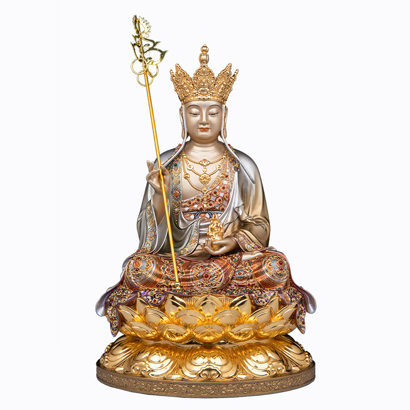 京铜地藏王菩萨佛像供奉摆件