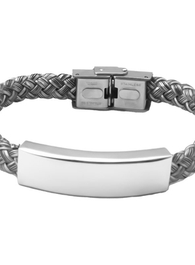 定制刻字不锈钢皮革情侣手链