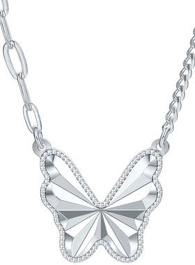 周六福饰品项链女闪光蝴蝶链坠