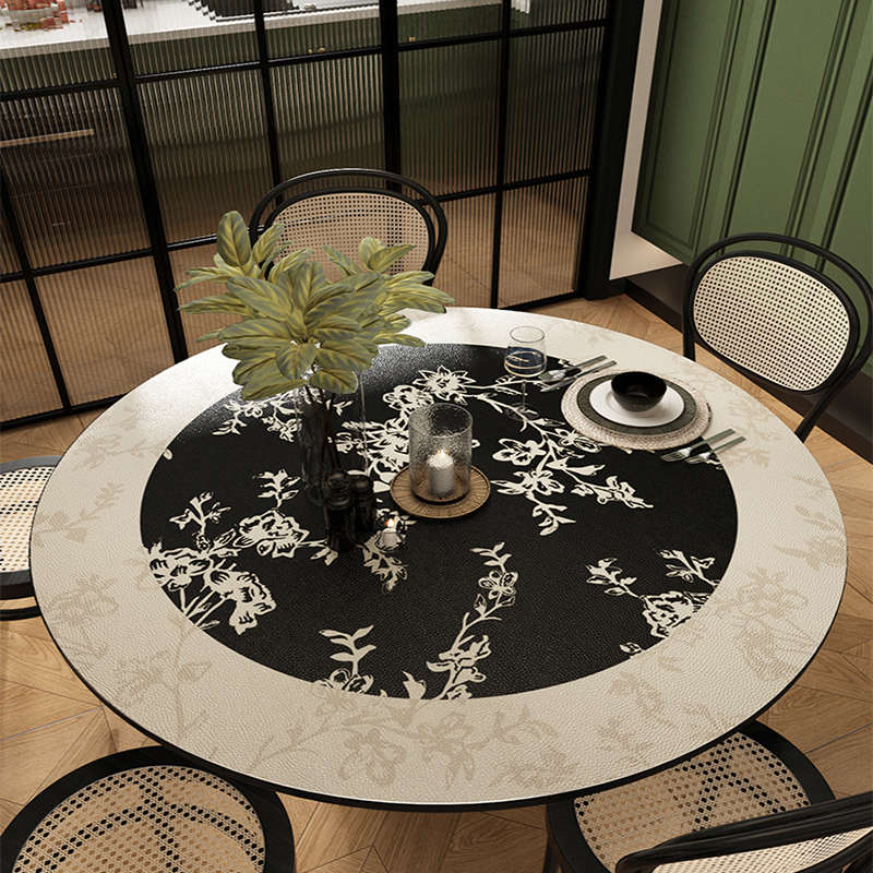圆桌子桌垫桌布免洗防油防水圆形防烫隔热复古餐桌垫家用硅胶垫