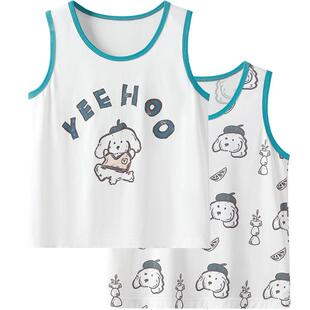 英氏儿童保暖背心男童女童秋冬圆领羊绒内衣中大童无痕蚕丝打底衫