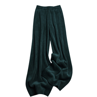 时尚复古墨绿色灯芯绒直筒阔腿裤女裤子女秋冬新款爆款休闲裤女
