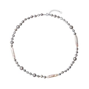 极光以南灰色珍珠项链轻奢小众颈链淡水异形珍珠锁骨链气质新款女