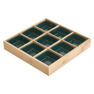 九宫格托盘火锅店餐具点心盘零食盘分格托盘蔬菜拼盘竹子手提托盘