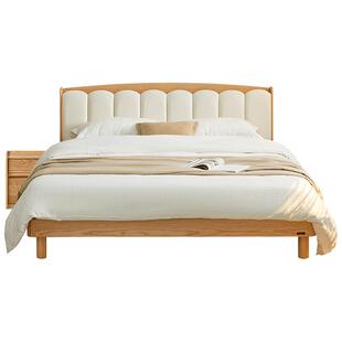 全友家居北欧原木风实木床1米8双人大床卧室家具1米5悬浮储物床