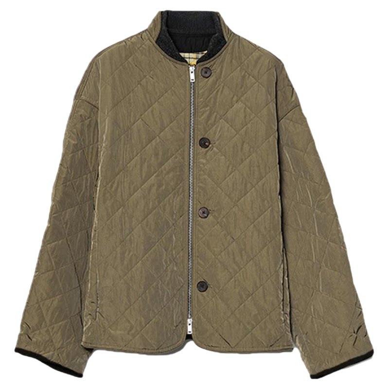 UN MUTE25FW 进口防泼水面料内里格纹宽松A版菱格绗缝短款棉服