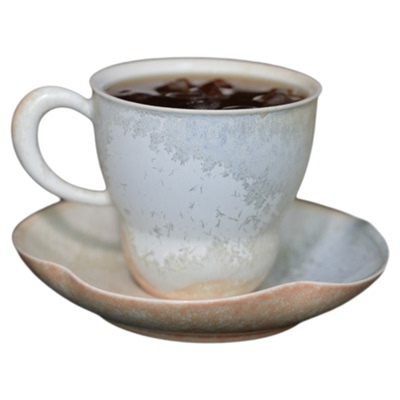 三色松针结晶窑变釉花口马克杯