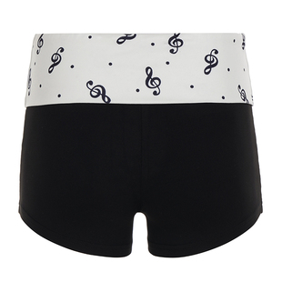 FabGirls 个性休闲音符印花撞色低腰短裤 辣妹百搭显瘦针织打底裤