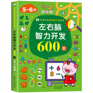 左右脑智力开发600题 5-6岁宝宝全脑开发综合能力训练书 幼儿早教思维锻炼数学逻辑智力开发益智趣味启蒙认知游戏书找不同书 CF