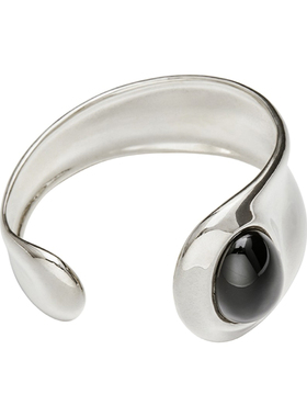 黑玛瑙银色宽手镯臂环