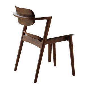 晨物黑胡桃纯实木餐椅餐厅家用舒适靠背椅扶手中古风餐桌吃饭椅子