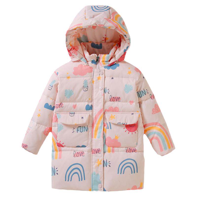 新款巴拉品女童羽绒服中长款小童宝宝洋气加厚儿童白鸭绒冬季外套