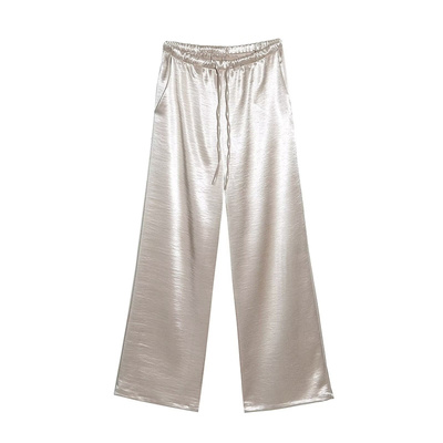 慵懒缎面宽松轻薄直筒阔腿裤