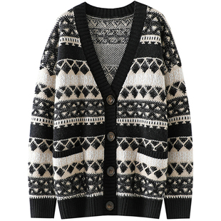 山系文青调性~重磅加厚V领羊绒开衫女纯羊绒毛衣针织开衫外套秋冬