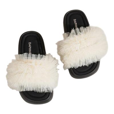 ins网纱厚底百搭2025新款黑色