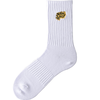 男士棉袜刺绣中筒长筒袜子