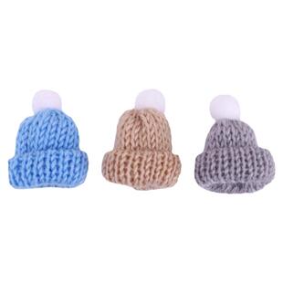 跨境圣诞装饰涤纶毛线帽子 DIY手偶玩具配饰彩色迷你围巾小帽子