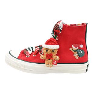 CONVERSE匡威1970s圣诞限定红绿男女鞋雪人刺绣高帮帆布鞋A12454C