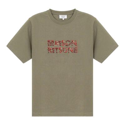 MAISON KITSUNE 男士纯棉材质字母logo圆领短袖T恤银泰百货301574