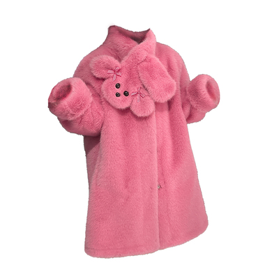 加厚保暖女童秋冬长款仿皮草外套