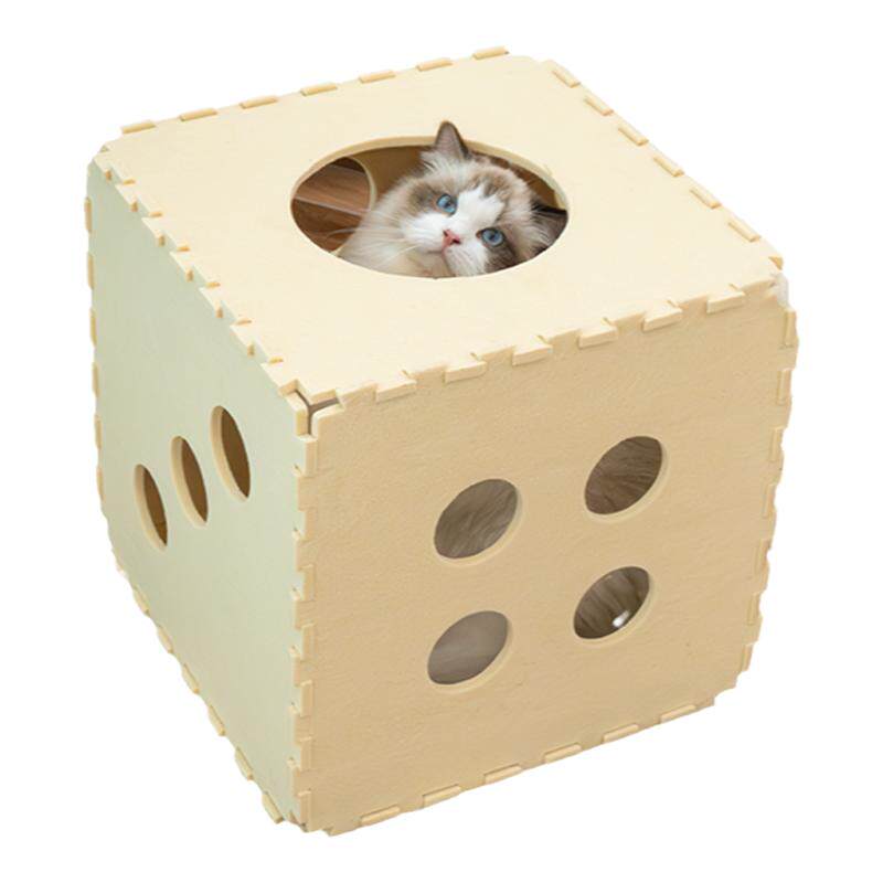 猫管家骰子猫窝四季通用羊毛毡猫咪玩具隧道迷宫轮胎猫窝半封闭式