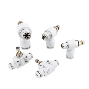 气动调速单向限流SA管道气缸节流阀SL4-M5/6-01/8-02白色气管接头