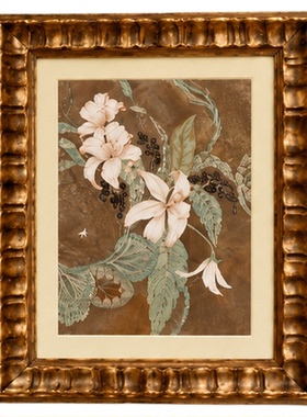 中古风风景手工装裱实木框装饰画
