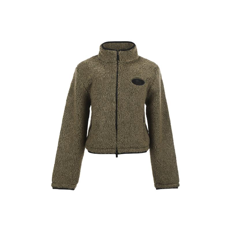 【自营】BURBERRY/博柏利新款抓绒贴花拉链长袖宽松女士毛绒外套