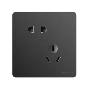 德力西开关插座黑色哑光面板家用墙壁暗装16a空调多孔usb一开五孔