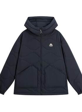 Kappa卡帕男装女装2025冬季新款简约加厚保暖连帽棉服K0FZ2MM30D