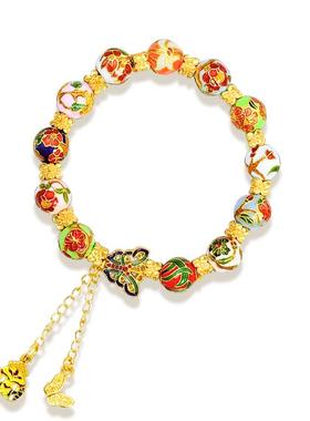 颜淡可选生肖古风珐琅彩花神手链