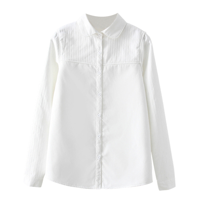 拼接加绒加厚白色衬衫女