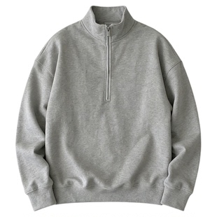 INKNOTS美式复古宽松Boxy短款半拉链卫衣男女休闲套头圆领外套潮