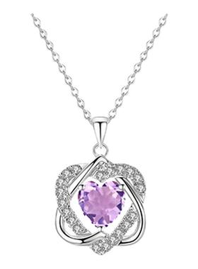 HUIJIE爱心镶嵌紫水晶吊坠项链